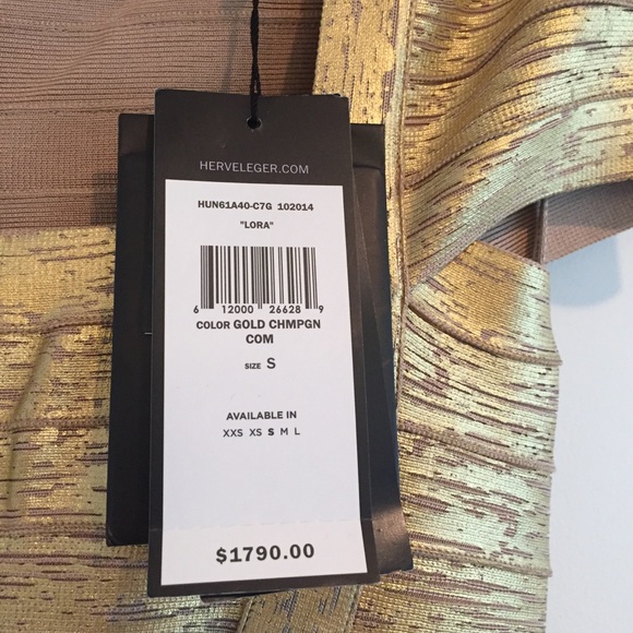 SOLD Herve Leger Metallic Foil Printed Lora Gown - Picture 5 of 7